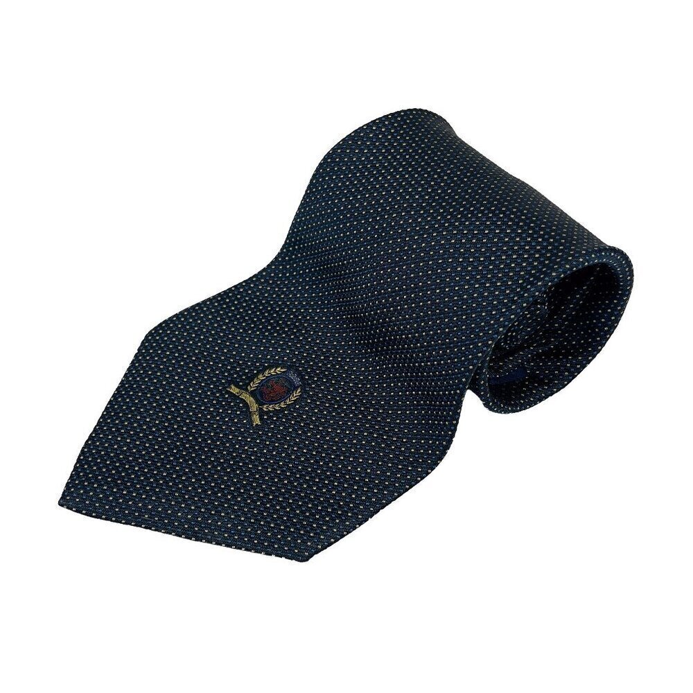 TOMMY HILFIGER Preppy Dotted Silk Blue Gold‎ dots Tie